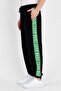 Black Men's Sweatpants with Green Stripes - 2