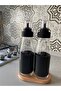 3 Pieces Large Size Drip-Free Smart Glass Oil Bowl Set with Leather Cover Wooden Stack - 750 ml - 4