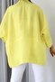 Women's Yellow Hidden Button Comfortable Fit Bat Sleeve Loose Fit Oversize Shirt 50% Cotton 50% Viscose - 3
