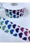 Colorful Heart Patterned Grosgrain Ribbon Width 4 cm – Ribbon, Stylish Design, Women's Accessory – Ribbon – Kur - 5