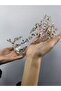Silver Color Double Sided Zelen Model Hair Accessory Bridal Tiara – Crown, Crystal Stone, Stylish Model – Crown - 5