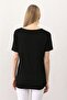 Women's Black Eyelet Vertical Stripe Front Skirt Asymmetrical Blouse - 5