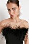 Black Crop Lined Otrişli Woven Bustier Tprss22Bs00018 - 5