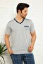 Dreamy Plaid Short Sleeve V-Neck Men's Pajama Set with Pockets