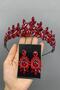Red Sayor Bridal Henna Crown and Earring Set – Wedding & Henna & Wedding, Stylish Design, Women's Accessory –