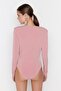 Dusty Rose Double Breasted Collar Knitted Bodysuit Tpraw22Bd0161 - 5