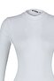 White Fitted/Slim Fit Stand Collar Ribbed Bottom Snap Stretch Knitted Bodysuit Twoaw20Bd0011 - 7