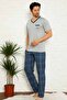 Dreamy Plaid Short Sleeve V-Neck Men's Pajama Set with Pockets - 2