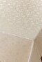 Fiber Lined PVC Tablecloth 140x140cm Absorbable Liquid Proof Stain Resistant Flower Patterned Beige