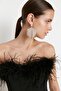 Black Crop Lined Otrişli Woven Bustier Tprss22Bs00018 - 7
