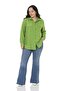 Plus Size Shirt Collar Pistachio Green Shirt with Double Pockets on the Chest