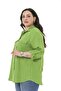 Plus Size Shirt Collar Pistachio Green Shirt with Double Pockets on the Chest - 4