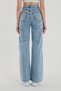 Dulux Blue Snow Wash Super High Waist Wide Leg Jeans- Lycra Wide Leg Jeans - 4