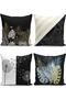 Modern Pillow and Cushion Cover Set with Gold Detail on Black Background