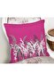 White Flower Digital Printed Throw Pillow Cover on Fuchsia Floor - 2