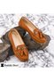 Women's Tan Genuine Leather Hand-Saddled Orthopedic Ballerinas - 2