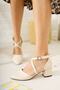Women's Leather Cross Model Heeled Classic Shoes - 3