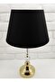 Diamond Model Stoned Gold Color Metal Leg 30-Piece Black Fabric Hat Lampshade Table Lamp - 2
