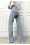 Layza 90's Snow Wash Blue Lycra Super High Waist Loose Jeans Palazzo Trousers - 2