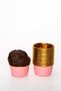 Pink Glossy Cardboard 25-Piece Cake Mold with Gold Coated Edge and Does Not Scatter in the Oven 6.5x4 Cm Muffin Cupcake - 6