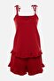 Kırmızı Askılı Örme Fırfır Detaylı Pijama Takımı TBBSS22PT0564 - 8