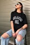 Women's Black Atlanta Printed Oversize T-shirt - 5