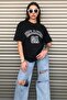 Women's Black Atlanta Printed Oversize T-shirt - 6