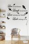 Live, Laugh, Love, Lucky Life Rose Love Flying Birds And Butterflies Decorative Wall Sticker Wall Decoration - 3