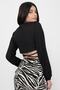 Women's Black Waist Tied Balloon Sleeve Crop Blouse - 5