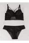 Women's Black Padded Bra Set -