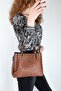 Dm-1243& Nubuck Women's Hand and Shoulder Strap Bag Brown