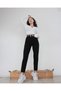 Women's Special Design Black Boyfriend Lycra Jeans - Black Mom Jean Trousers Non-Fade Black