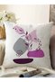 Lilac Colored Onedraw Flower Designed Modern Raschel Knitted Pillow Throw Pillow Case