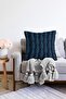 Navy Blue Marbling Art Digital Printed Modern Raschel Knitted Pillow Throw Pillow Cover - 2