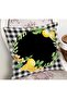 Black and White Plaid Lemon Motif Modern Pillow Cushion Cover - 2