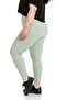 Large Size Ribbed Elastic Waist Ankle Length Green Leggings - 3