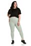 Large Size Ribbed Elastic Waist Ankle Length Green Leggings - 4