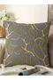 Gold Detailed Leaf Motif Special Design Decorative Raschel Knitted Pillow Throw Pillow Cover