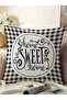 Black and White Plaid Home Sweet Home Modern Raschel Knitted Pillow Throw Pillow Cover