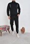 Men's Black Full Zipper Tracksuit Set - 2