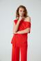 Italian Thread Belted Red Blouse - 3