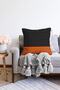 Black Gray Striped Orange Background Modern Raschel Knitted Pillow Throw Pillow Cover - 2
