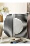 Black and White Striped Design Decorative Raschel Knitted Pillow Throw Pillow Cover