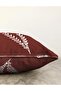 Claret Red Floor White Floral Raschel Knitted Pillow Throw Pillow Cover - 3