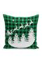 Green Plaid Motif Santa Claus And His Deers Modern Pillow Throw Pillow Cover
