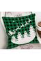 Green Plaid Motif Santa Claus And His Deers Modern Pillow Throw Pillow Cover - 2