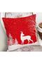 Red Christmas Themed Pillow and Pillow Cover with Deer Design - 2