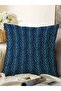 Navy Blue Marbling Art Digital Printed Modern Raschel Knitted Pillow Throw Pillow Cover