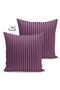 Light Dark Plum Colored Line Design Decorative Suede Pillow Throw Pillow Cover - 2
