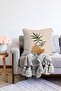 Cream Background Tropical Leaf Motif Raschel Knitted Pillow Throw Pillow Cover - 2